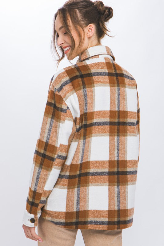 Wool Blend Plaid Button Up Shacket !
