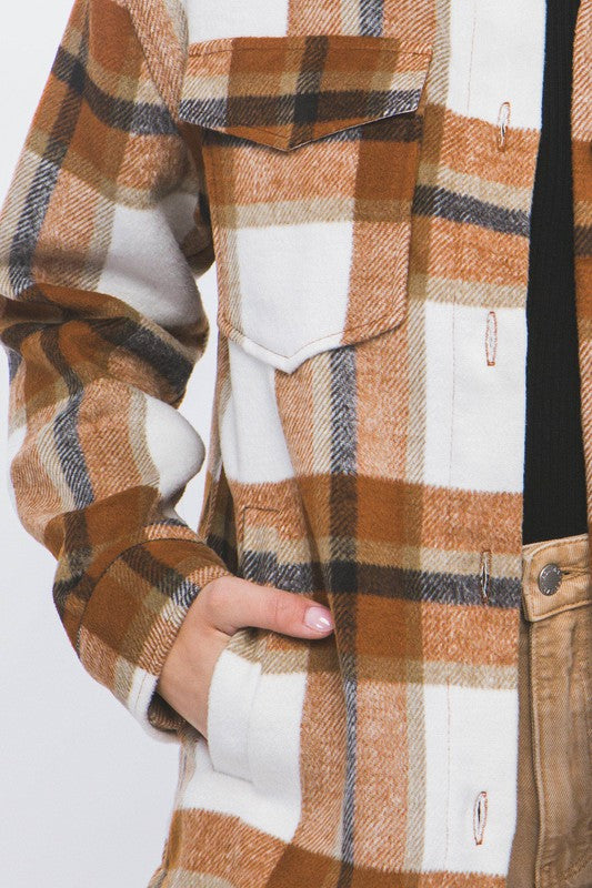 Wool Blend Plaid Button Up Shacket !