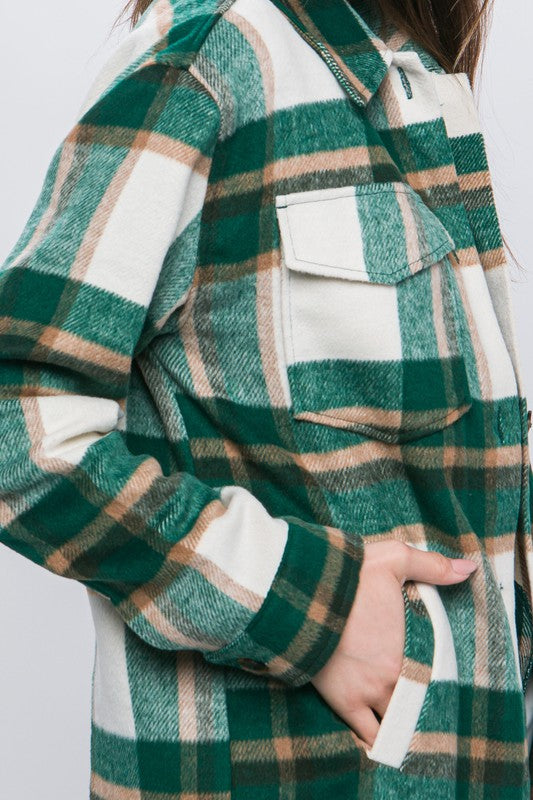 Wool Blend Plaid Button Up Shacket !