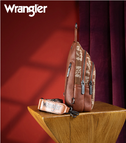 WG2212-226 Wrangler Southwestern Print Small Canvas Sling Bag/Crossbody/Chest Bag