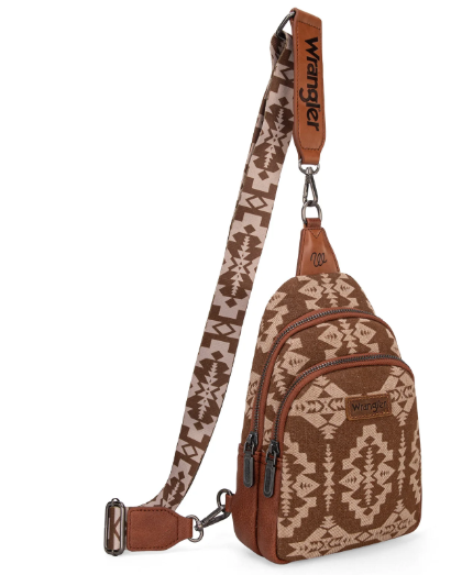 WG2212-226 Wrangler Southwestern Print Small Canvas Sling Bag/Crossbody/Chest Bag