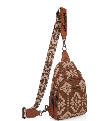 WG2212-226 Wrangler Southwestern Print Small Canvas Sling Bag/Crossbody/Chest Bag