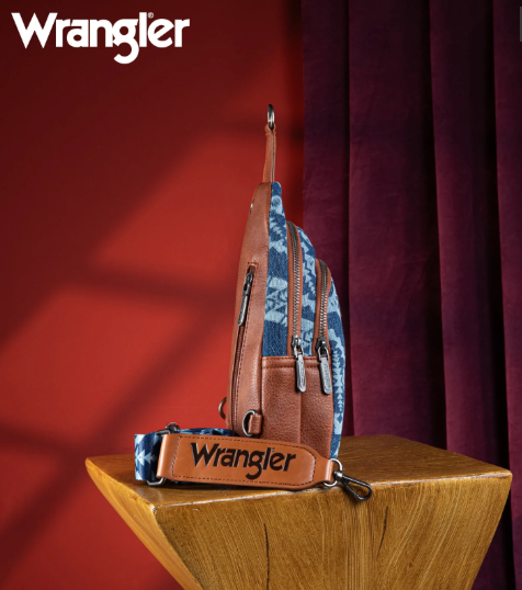 WG2212-226 Wrangler Southwestern Print Small Canvas Sling Bag/Crossbody/Chest Bag