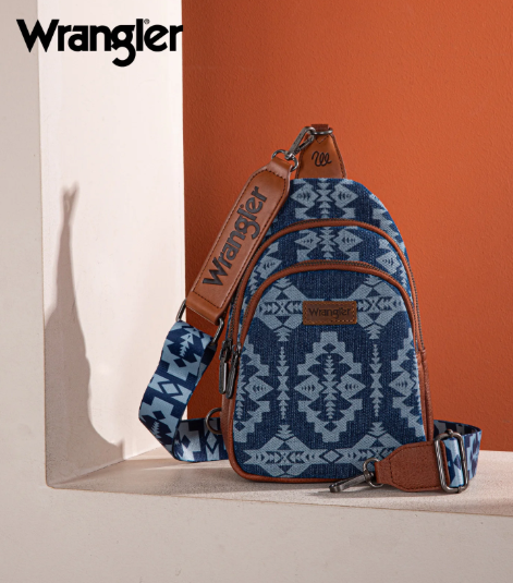 WG2212-226 Wrangler Southwestern Print Small Canvas Sling Bag/Crossbody/Chest Bag