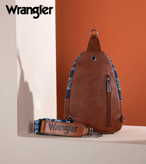 WG2212-226 Wrangler Southwestern Print Small Canvas Sling Bag/Crossbody/Chest Bag
