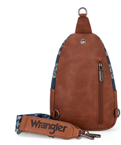 WG2212-226 Wrangler Southwestern Print Small Canvas Sling Bag/Crossbody/Chest Bag