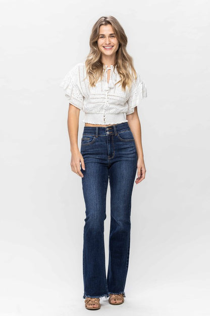 High Waist Vintage Frayed Hem Bootcut