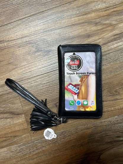 STG RFID Black Zip Wallet Clutch