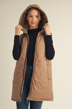 Zip Up Puff Hoodie Vest
