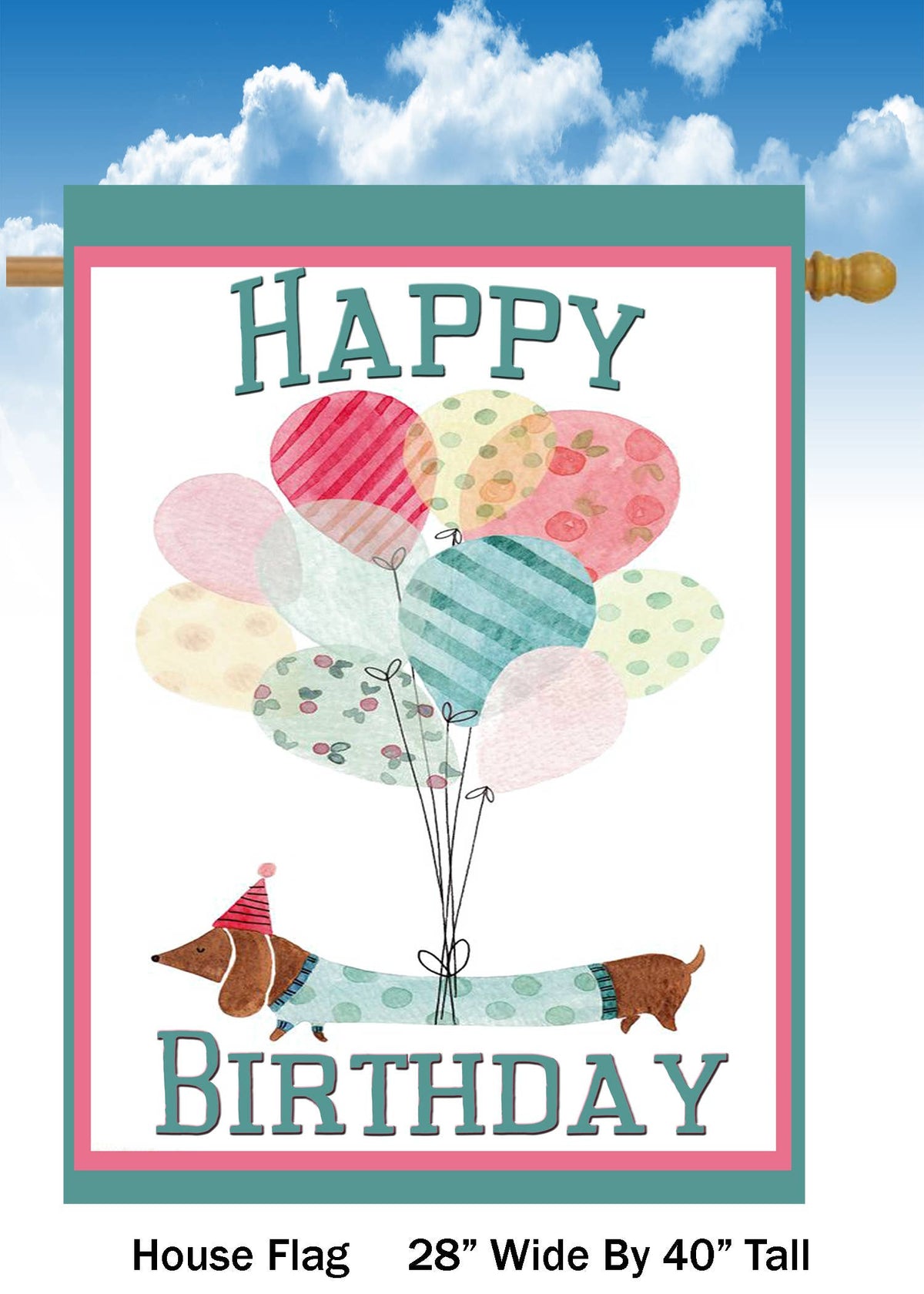 Happy Birthday Dauchsaund Dog House Flag H1456