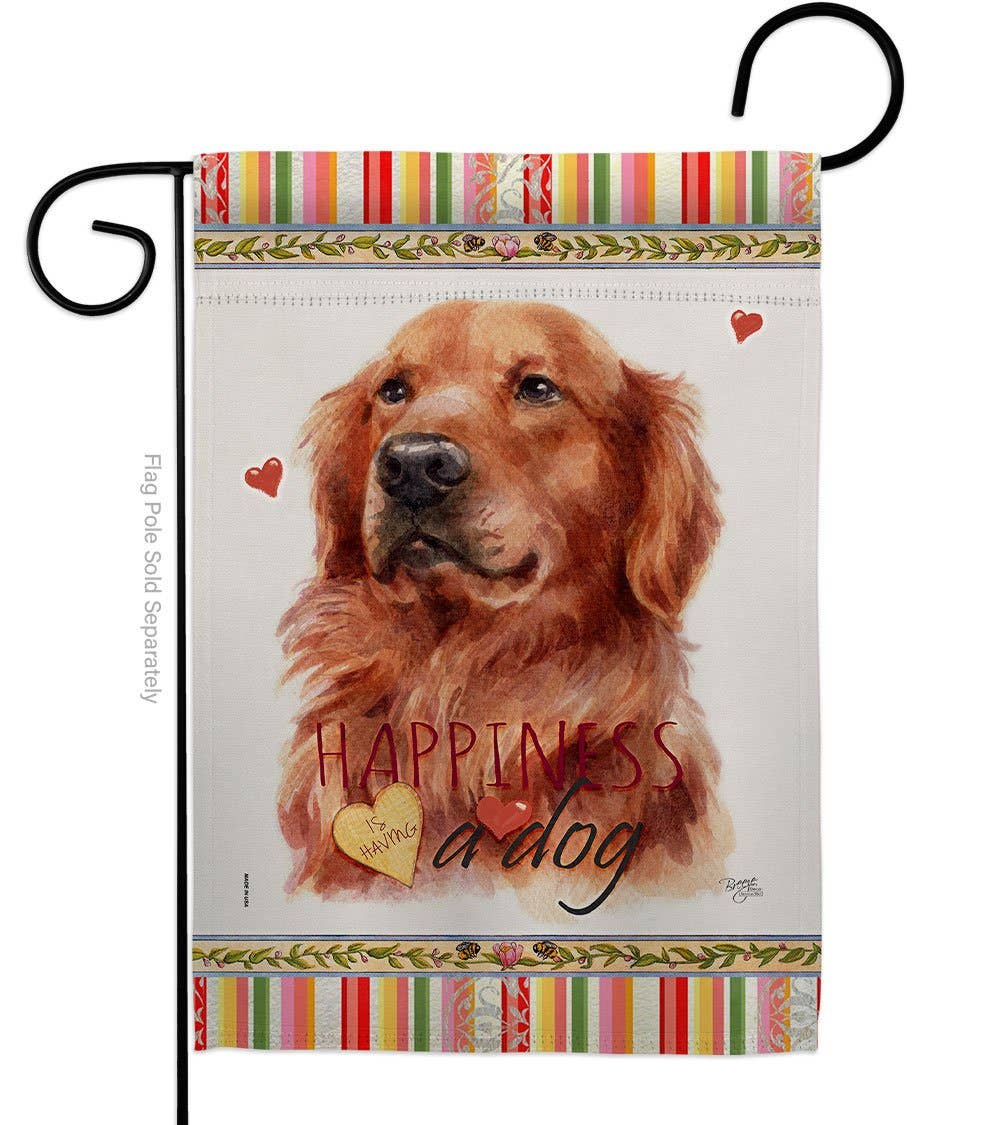 Flag Red Golden Retriever Happiness Dog National Day Garden