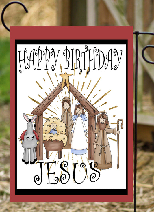 Happy Birthday Jesus Garden Flag G1618