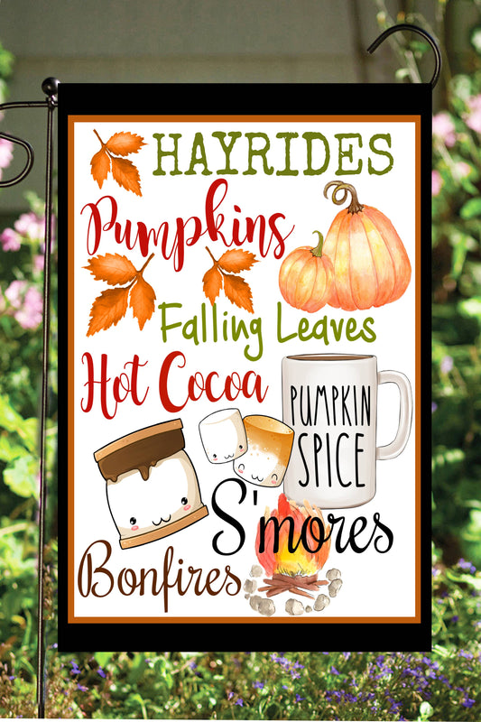 Hayrides and Pumpkins Garden Flag G1595