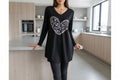 Long Sleeve Black Gold Leopard Heart T-Shirt