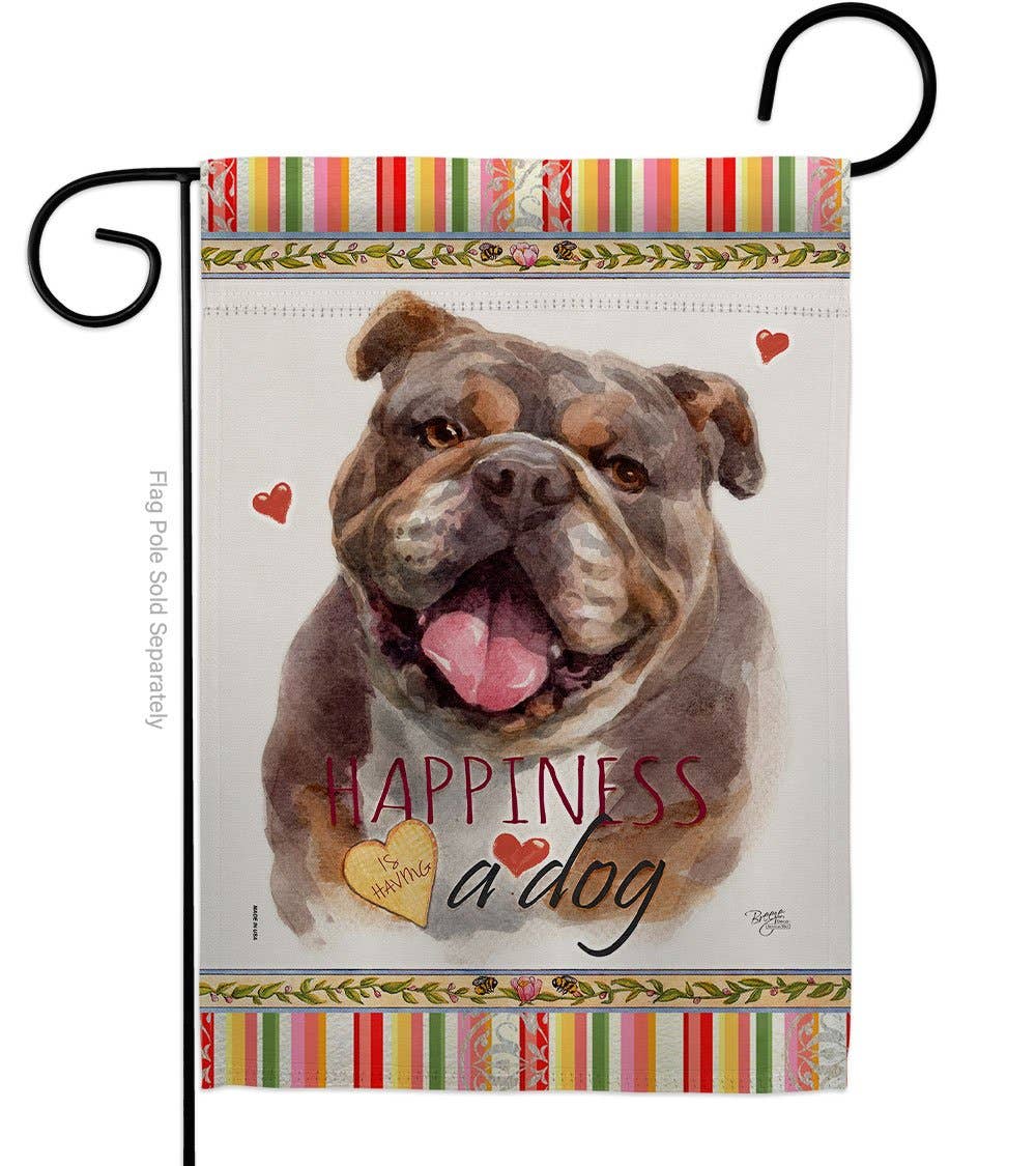 Chocolate Bulldog Happiness Animals Dog Decor Flag