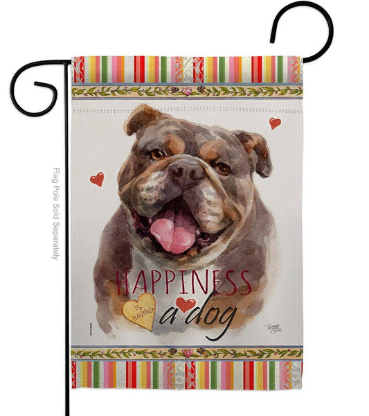Chocolate Bulldog Happiness Animals Dog Decor Flag