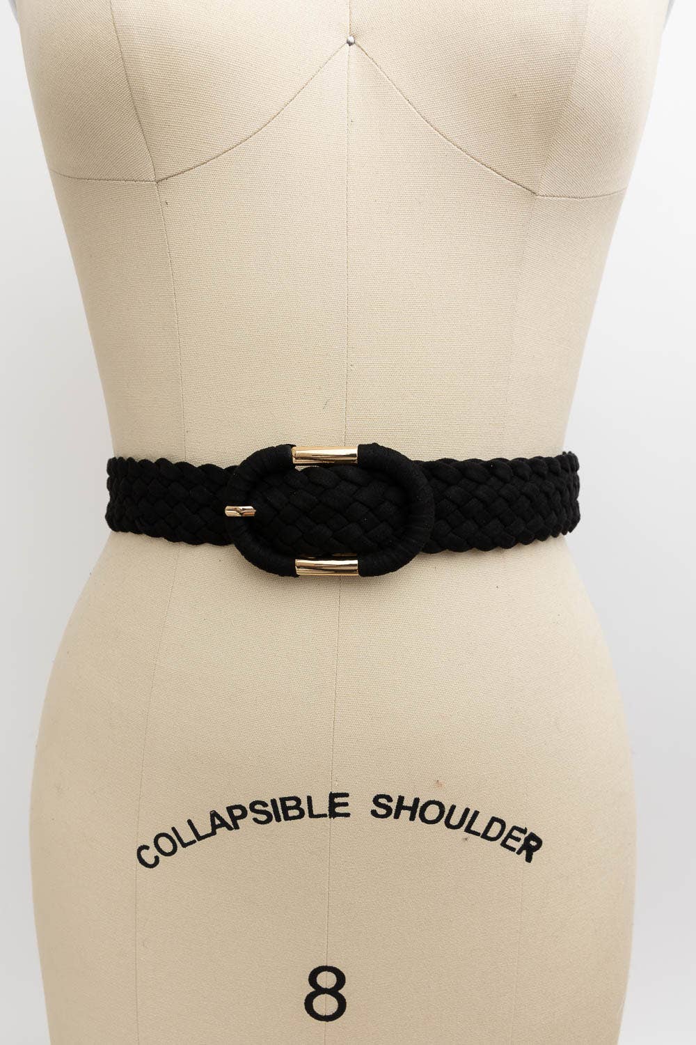 Braided PVC Suede Oval Buckle Belt: Black