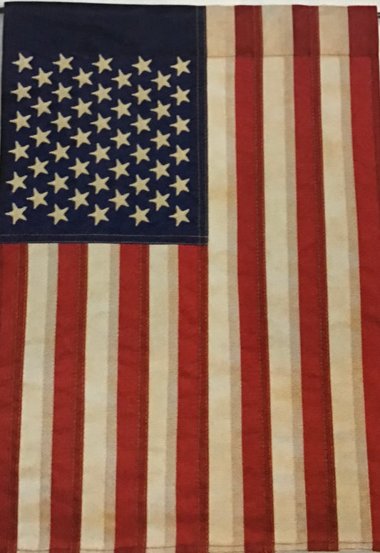 "Tea-Stained American Flag" Double Applique Garden Flag
