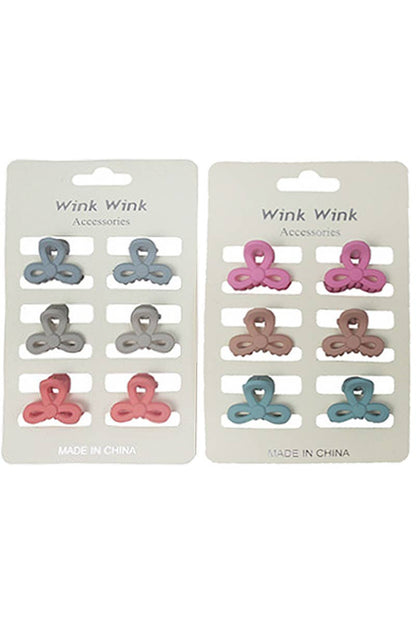 Mini Matte Tri-Loop Clip Hair Claw 6 pcs/pack