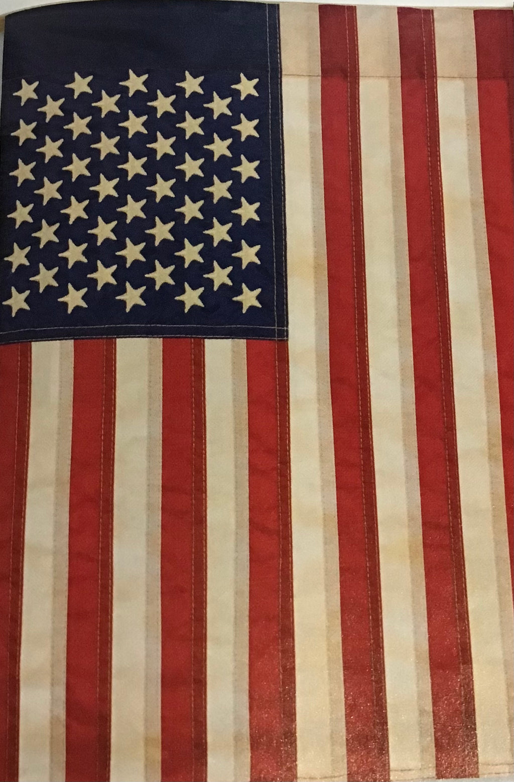 "Tea-Stained American Flag" Double Applique Garden Flag