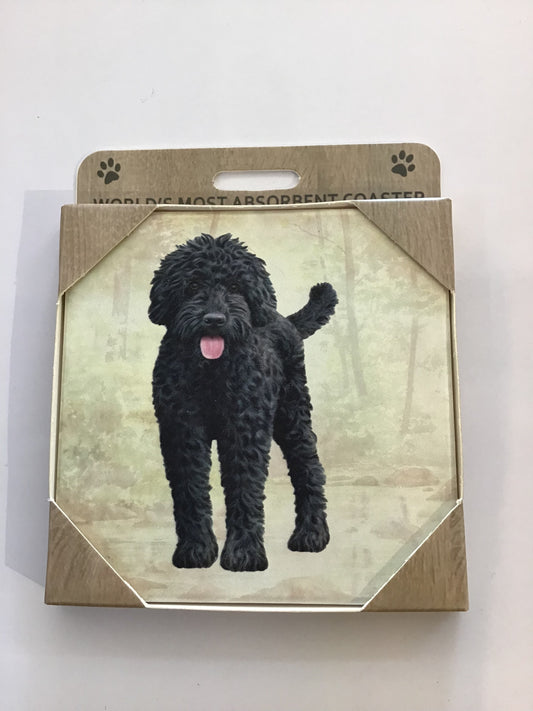 Poodle Black Standing Stone Coaster