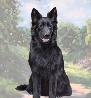 German Shepherd Black Sitting Stone Coasters