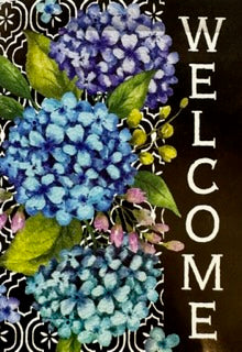 Hydrangeas on Black Spring Flag