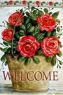 Rose Bucket Spring Flag