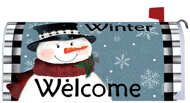 Black & White Snowman Mailbox Cover