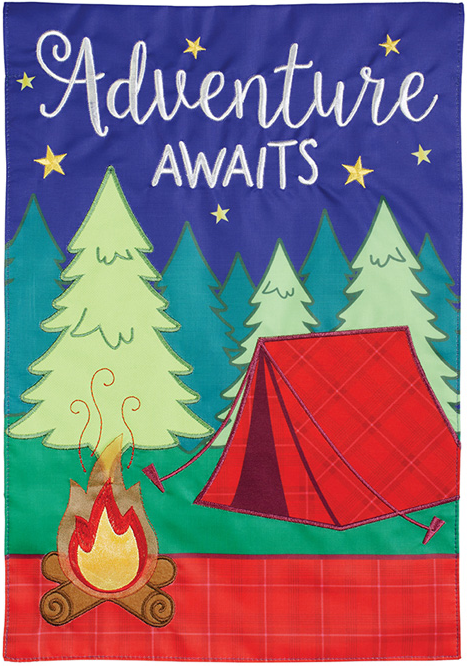 "Adventure Awaits" Double Applique Garden Flag
