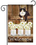 Welcome Cat Fence Jar Garden Flag G2423