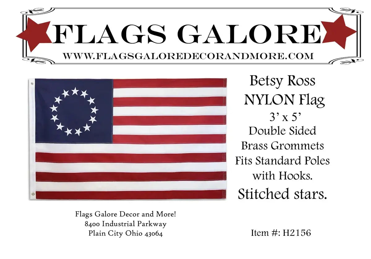 Betsy Ross Nylon Stitched REGULAR Grommet House Flag H2156