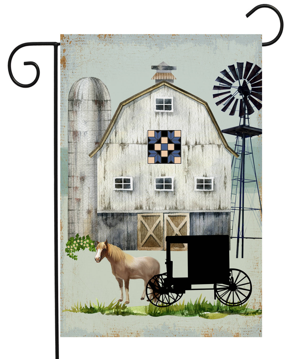 Barn Amish Buggy Garden Flag G