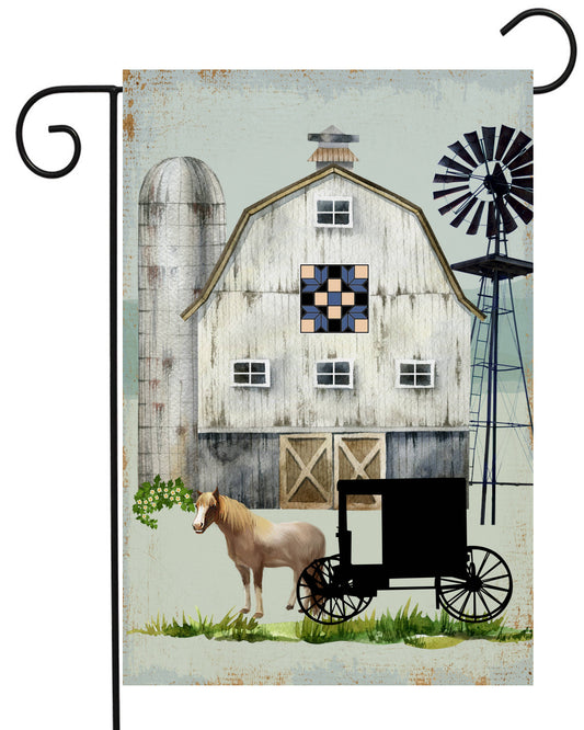 Barn Amish Buggy Garden Flag G