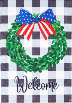 Boxwood Plaid Garden Burlap Flag