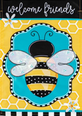 Buzzing Bee Welcome Garden Applique Flag