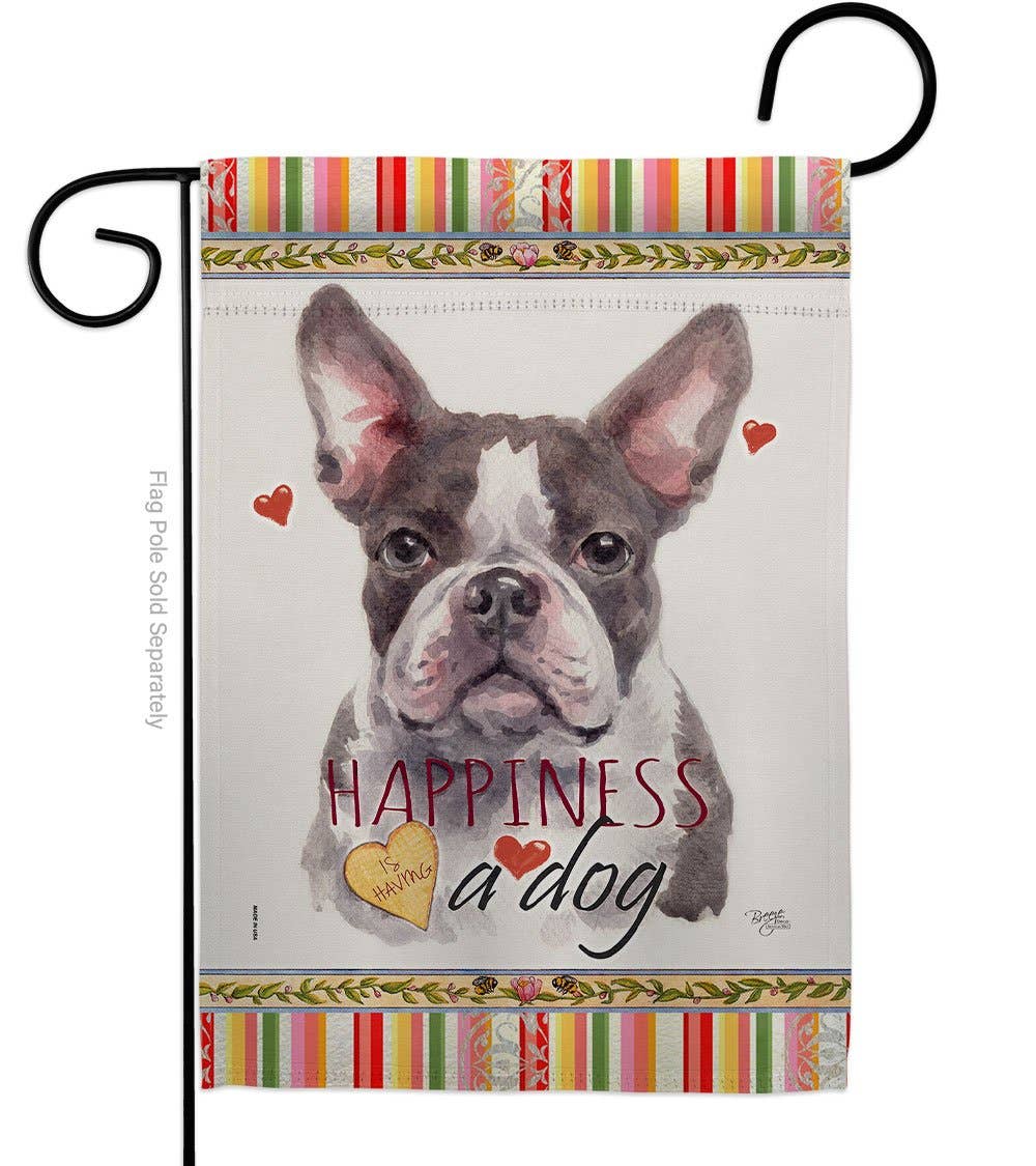 Gray Boston Terrier Happiness Animals Dog Decor Flag