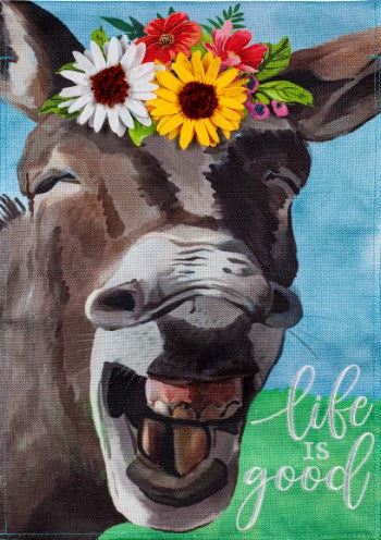 Donkey Friend Garden Burlap Flag