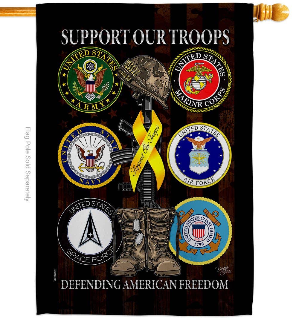 United We Support Armed Forces Military Service Ribbon Flag