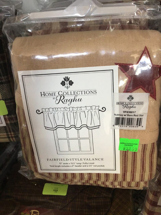 Fairfield Style Valance Nutmeg w/ Barn Red Star