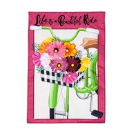 Flower and Check Bike Garden Applique Flag