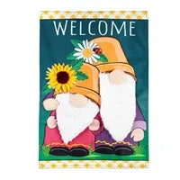 Flower Pot Gnomes Garden Applique Flag