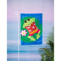 Frog's Summer Vacation Garden Applique Flag