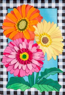 Gerbera Daisy Trio Garden Applique Flag