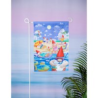 Gnome Beach Day Garden Suede Flag