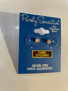 Purely Sensitive Round Cubic Zirconia Earrings PIERCED