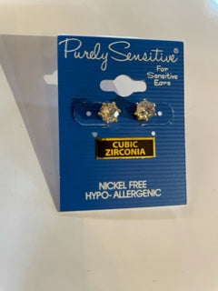 Purely Sensitive Round Cubic Zirconia Earrings PIERCED