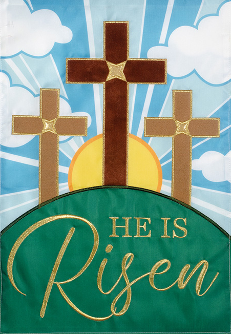 "Risen Crosses" Double Applique Garden Flag