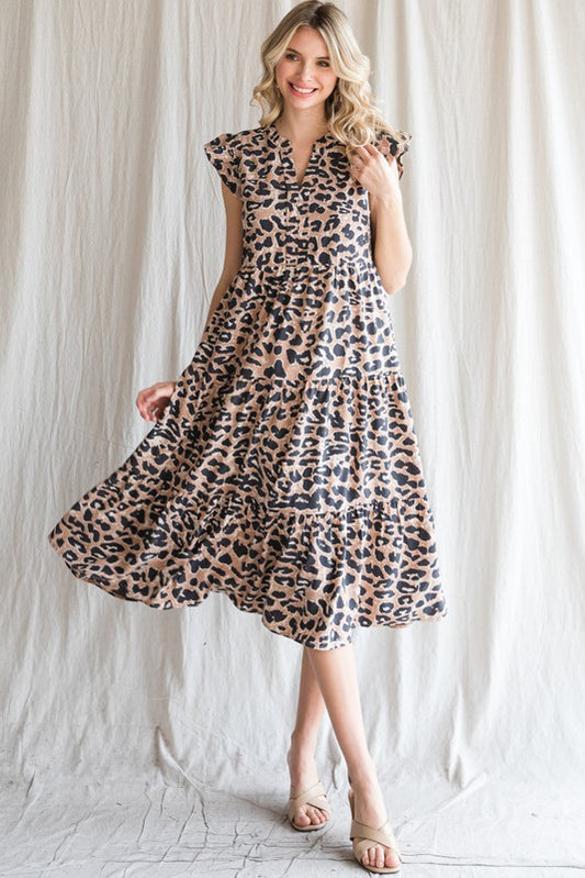 Leopard Print Tiered Layer Dress