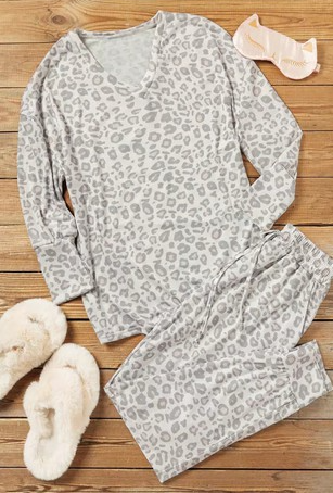 Leopard Print 2-Piece Loungewear Set